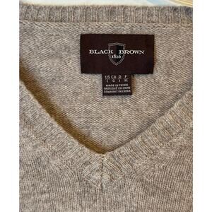 Black Brown 1826 Light Brown V-neck Sweater 100% Lambs Wool Men’s Large